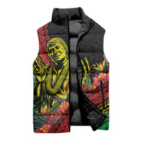 Retro Hawaiian Singer Sleeveless Puffer Jacket Polynesian Style Tropical Flowers LT05 - Polynesian Pride