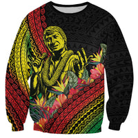 Retro Hawaiian Singer Sweatshirt Polynesian Style Tropical Flowers LT05 Unisex Black - Polynesian Pride