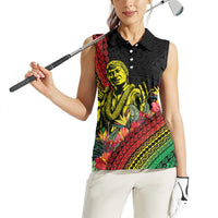 Retro Hawaiian Singer Women Sleeveless Polo Shirt Polynesian Style Tropical Flowers LT05 - Polynesian Pride