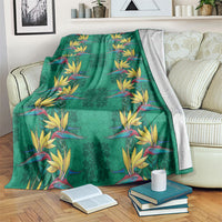 Hawaii Waikiki King Blanket Green Quilt With Pua Manu LT05 Green - Polynesian Pride