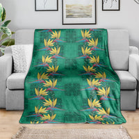 Hawaii Waikiki King Blanket Green Quilt With Pua Manu LT05 - Polynesian Pride