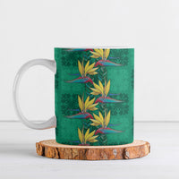 Hawaii Waikiki King Ceramic Mug Green Quilt With Pua Manu LT05 Green - Polynesian Pride