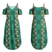 Hawaii Waikiki King Couples Matching Summer Maxi Dress and Hawaiian Shirt Green Quilt With Pua Manu LT05 - Polynesian Pride