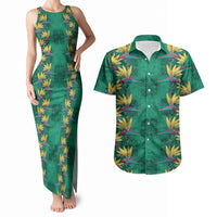 Hawaii Waikiki King Couples Matching Tank Maxi Dress and Hawaiian Shirt Green Quilt With Pua Manu LT05 Green - Polynesian Pride