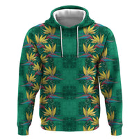 Hawaii Waikiki King Hoodie Green Quilt With Pua Manu LT05 Pullover Hoodie Green - Polynesian Pride