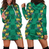 Hawaii Waikiki King Hoodie Dress Green Quilt With Pua Manu LT05 - Polynesian Pride