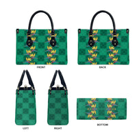 Hawaii Waikiki King Leather Bag Green Quilt With Pua Manu LT05 - Polynesian Pride