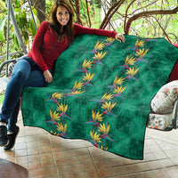 Hawaii Waikiki King Quilt Green Quilt With Pua Manu LT05 - Polynesian Pride