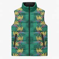 Hawaii Waikiki King Sleeveless Puffer Jacket Green Quilt With Pua Manu LT05 Unisex Green - Polynesian Pride