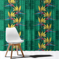 Hawaii Waikiki King Window Curtain Green Quilt With Pua Manu LT05 - Polynesian Pride