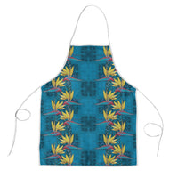 Hawaii Waikiki King Apron Blue Quilt With Pua Manu LT05 Blue - Polynesian Pride