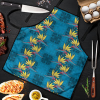 Hawaii Waikiki King Apron Blue Quilt With Pua Manu LT05 Blue - Polynesian Pride