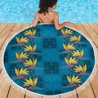 Hawaii Waikiki King Beach Blanket Blue Quilt With Pua Manu LT05 - Polynesian Pride