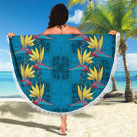 Hawaii Waikiki King Beach Blanket Blue Quilt With Pua Manu LT05 - Polynesian Pride
