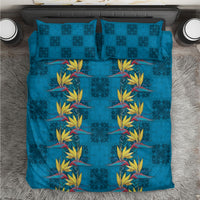 Hawaii Waikiki King Bedding Set Blue Quilt With Pua Manu LT05 Blue - Polynesian Pride