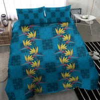 Hawaii Waikiki King Bedding Set Blue Quilt With Pua Manu LT05 - Polynesian Pride