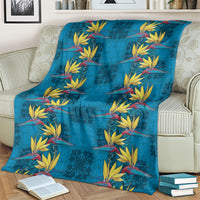Hawaii Waikiki King Blanket Blue Quilt With Pua Manu LT05 - Polynesian Pride