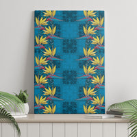 Hawaii Waikiki King Canvas Wall Art Blue Quilt With Pua Manu LT05 - Polynesian Pride