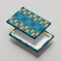 Hawaii Waikiki King Canvas Wall Art Blue Quilt With Pua Manu LT05 - Polynesian Pride