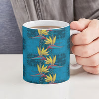 Hawaii Waikiki King Ceramic Mug Blue Quilt With Pua Manu LT05 - Polynesian Pride