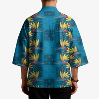 Hawaii Waikiki King Kimono Blue Quilt With Pua Manu LT05 - Polynesian Pride