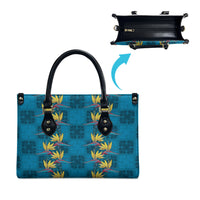 Hawaii Waikiki King Leather Bag Blue Quilt With Pua Manu LT05 - Polynesian Pride