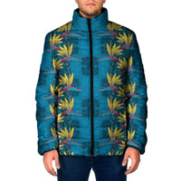 Hawaii Waikiki King Padded Jacket Blue Quilt With Pua Manu LT05 Men Blue - Polynesian Pride