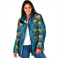 Hawaii Waikiki King Padded Jacket Blue Quilt With Pua Manu LT05 Women Blue - Polynesian Pride