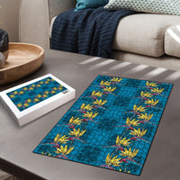 Hawaii Waikiki King Puzzle Blue Quilt With Pua Manu LT05 - Polynesian Pride