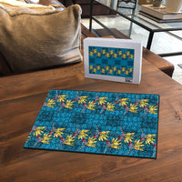Hawaii Waikiki King Puzzle Blue Quilt With Pua Manu LT05 - Polynesian Pride