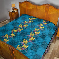 Hawaii Waikiki King Quilt Blue Quilt With Pua Manu LT05 - Polynesian Pride