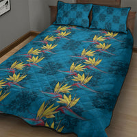 Hawaii Waikiki King Quilt Bed Set Blue Quilt With Pua Manu LT05 - Polynesian Pride