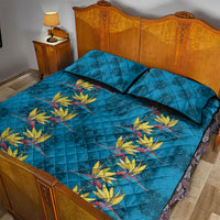 Hawaii Waikiki King Quilt Bed Set Blue Quilt With Pua Manu LT05 - Polynesian Pride