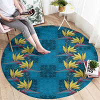 Hawaii Waikiki King Round Carpet Blue Quilt With Pua Manu LT05 - Polynesian Pride