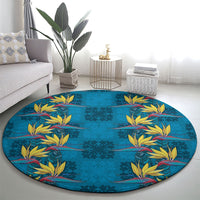 Hawaii Waikiki King Round Carpet Blue Quilt With Pua Manu LT05 - Polynesian Pride