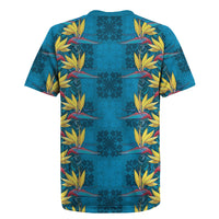 Hawaii Waikiki King Rugby Jersey Blue Quilt With Pua Manu LT05 - Polynesian Pride