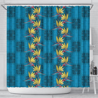 Hawaii Waikiki King Shower Curtain Blue Quilt With Pua Manu LT05 - Polynesian Pride