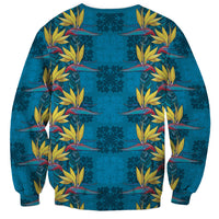 Hawaii Waikiki King Sweatshirt Blue Quilt With Pua Manu LT05 - Polynesian Pride