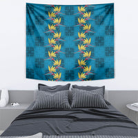 Hawaii Waikiki King Tapestry Blue Quilt With Pua Manu LT05 - Polynesian Pride