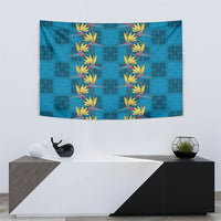 Hawaii Waikiki King Tapestry Blue Quilt With Pua Manu LT05 - Polynesian Pride