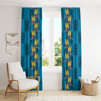 Hawaii Waikiki King Window Curtain Blue Quilt With Pua Manu LT05 - Polynesian Pride