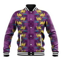 Hawaii Waikiki King Baseball Jacket Purple Quilt With Pua Manu LT05 Unisex Purple - Polynesian Pride
