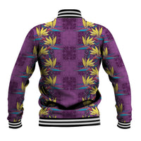 Hawaii Waikiki King Baseball Jacket Purple Quilt With Pua Manu LT05 - Polynesian Pride