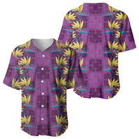Hawaii Waikiki King Baseball Jersey Purple Quilt With Pua Manu LT05 - Polynesian Pride