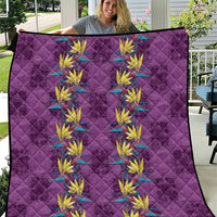 Hawaii Waikiki King Quilt Purple Quilt With Pua Manu LT05 Purple - Polynesian Pride