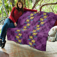 Hawaii Waikiki King Quilt Purple Quilt With Pua Manu LT05 - Polynesian Pride