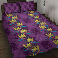 Hawaii Waikiki King Quilt Bed Set Purple Quilt With Pua Manu LT05 Purple - Polynesian Pride