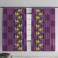 Hawaii Waikiki King Window Curtain Purple Quilt With Pua Manu LT05 With Hooks Purple - Polynesian Pride