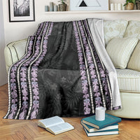 Hawaii Queen Liliuokalani Blanket Hawaiian Lei Pua Kalaunu LT05 Black - Polynesian Pride