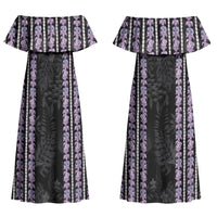 Hawaii Queen Liliuokalani Couples Matching Off Shoulder Maxi Dress and Long Sleeve Button Shirt Hawaiian Lei Pua Kalaunu LT05 - Polynesian Pride